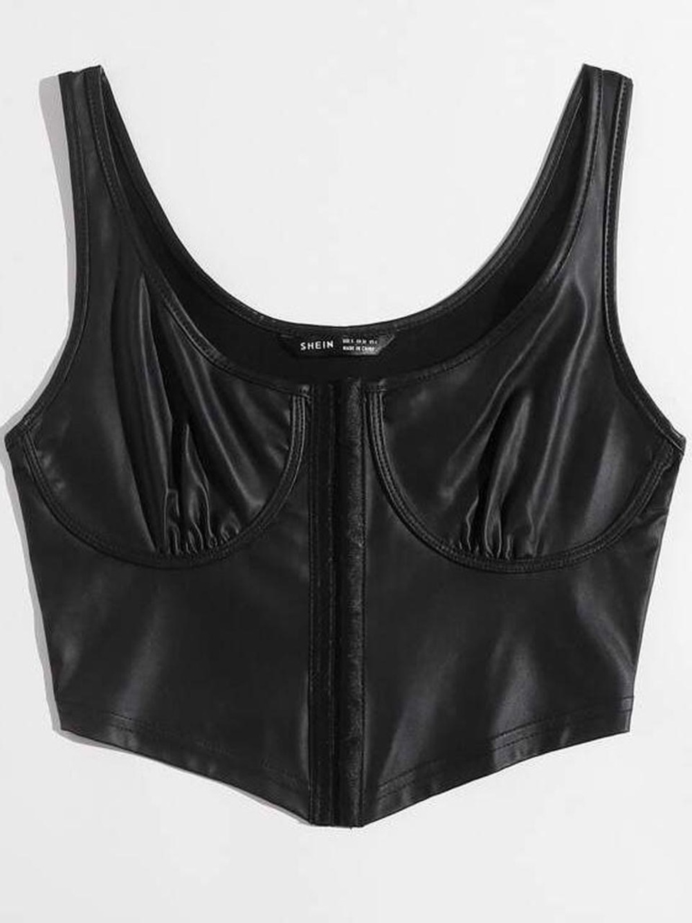 Faux leather crop top